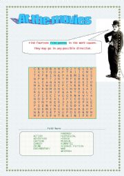 English Worksheet: AT THE MOVIES PUZZLE