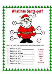 English Worksheet: SANTAS CLOTHES