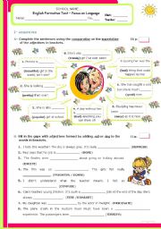 English Worksheet: Grammar Formative Test for Advanced and/Or upper Intermediate students 