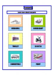 English Worksheet: Memory Game - Transports