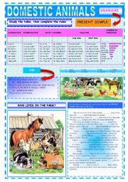 English Worksheet: Domestic animals or Who lives on the farm