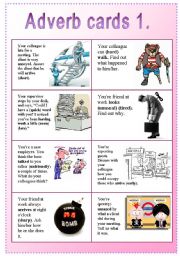 English Worksheet: Adverb Cards 1/4. Adverbs and adjectives with the same form