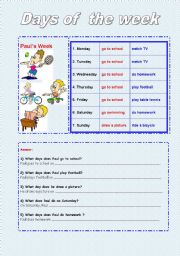 English Worksheet: Days of the week