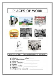 English worksheet: Places of work