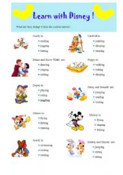 Present Continuous practice with Disney fairy-tales 