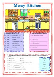 English Worksheet: MESSY KITCHEN