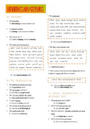 English Worksheet: Infinitives and gerunds