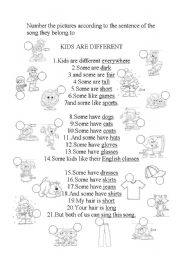 Great song worsksheet for kids with pictures!!! MP3 FILE available at request.