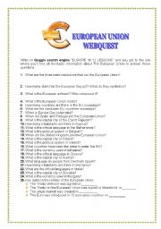 English Worksheet: EUROPEAN UNION WEBQUEST