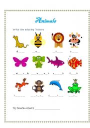 ANIMALS (write the missing letters)