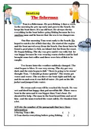 English Worksheet: The fisherman reading