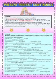 English Worksheet: GRAMMAR WORKSHEET - Present Perfect Continuous