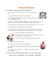 English worksheet: crazy dictionary