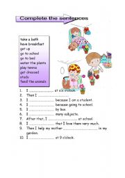 English Worksheet: daily routines