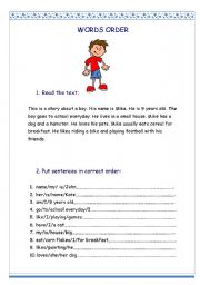 English worksheet: English word order
