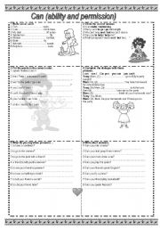 English Worksheet: Can (ability and permission)