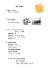 English Worksheet: Nox the Fox (2 pages)