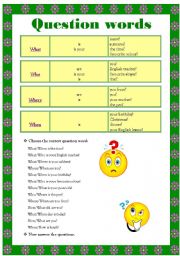 English Worksheet: Question words