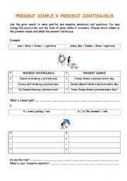 English Worksheet: Present simple X Present continuous