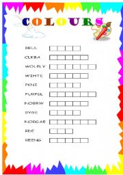 English Worksheet: colours