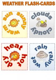 English Worksheet: WEATHER  FLASH-CARDS (2 pages)