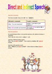 English Worksheet: direct and indirect speech