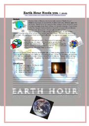 English Worksheet: Youtube video: Earth Hour