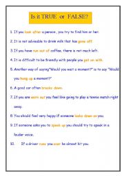 English worksheet: Working with phrasal verbs