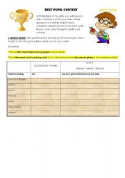 English Worksheet: BEST PUPIL CONTEST