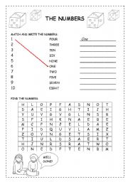 English Worksheet: the numbers (1 to 10)