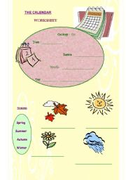 English Worksheet: Months, Seasons, days,....