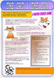 English Worksheet: The Cat and The Fox. Question word order in statements? No!