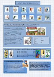 English Worksheet: Work and Prepositions