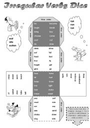 English Worksheet: IRREGULAR VERBS DICE (EDITABLE!!!) + ONE MORE DICE WHICH YOU CAN FILL IN WITH WHAT YOU NEED TO PRACTIsE