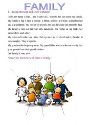 English Worksheet: FAMILY READING