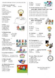 English Worksheet: MULTIPLE CHOISE-GENERAL REVISION FOR ELEMENTARY STUDENTS