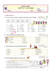 English Worksheet: Grammar Formative TEST for Advanced Students