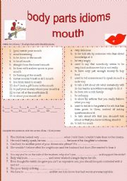 English Worksheet: body parts idioms/fixed phrases (part 2)