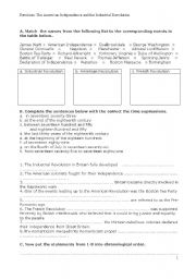 English Worksheet: The American Independence and the Industrial Revolution - Revision