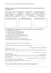 English worksheet: The American Independence and the Industrial Revolution - Revision