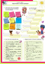 Simple present or Present Continuous?  - Speaking  +  Writing very short exchanges