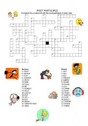 Crossword: Past Participle, Regular and Irregular Verbs (34 verbs)