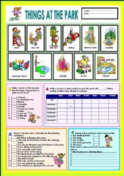 English Worksheet: Things in the park