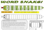 English Worksheet: WORD SNAKE - FUN VOCABULARY ACTIVITY WITH EDITABLE B&W TEMPLATE