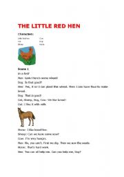 English Worksheet: The Little Red Hen playscript