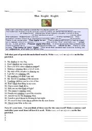 English Worksheet: Parts of Speech worksheet 