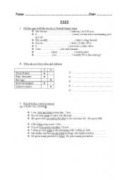 English worksheet: test on Present simple, adverbs of frequency and personal pronouns