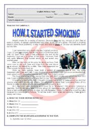 English Worksheet: Smoking