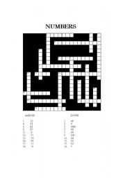 English Worksheet: Numbers crossword