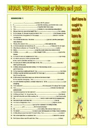 English Worksheet:  MODAL VERBS ( Part I )